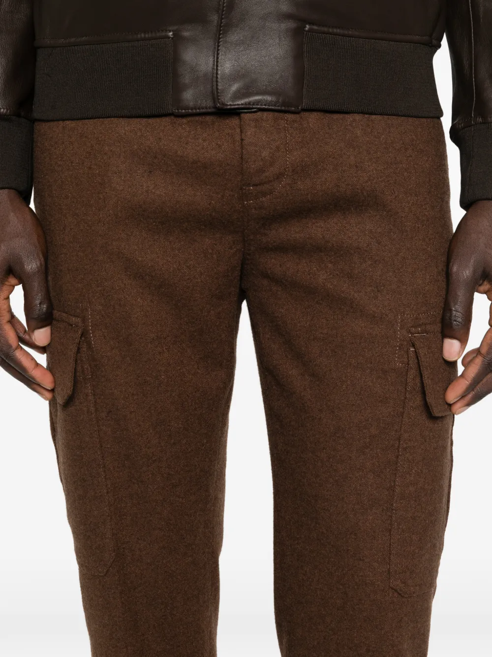 Incotex Broek met cargo zak Bruin