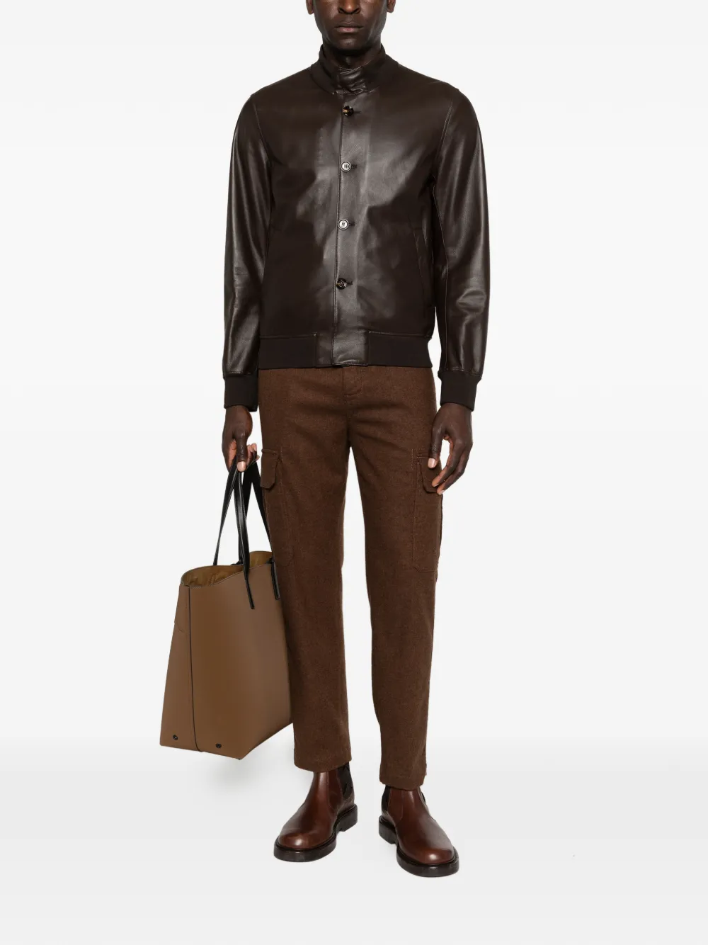Incotex Broek met cargo zak Bruin