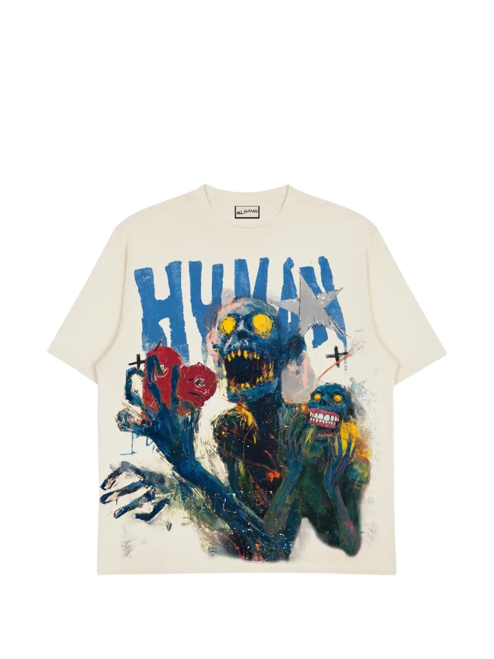 ALL HUMAN graphic-print T-shirt - Toni neutri
