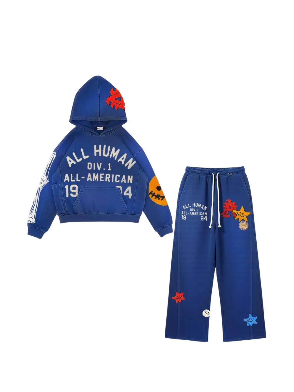 ALL HUMAN patch-appliquéd track pants set - Blu