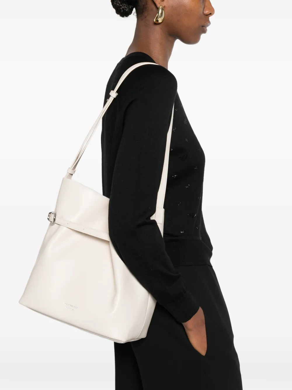 Emporio Armani Buckle Shoulder Bag | White | FARFETCH ZA