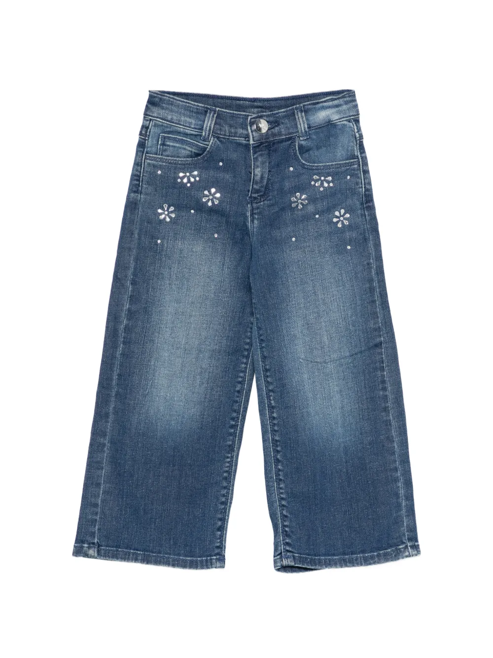 Liu Jo Kids flower-embellishment jeans - Blu