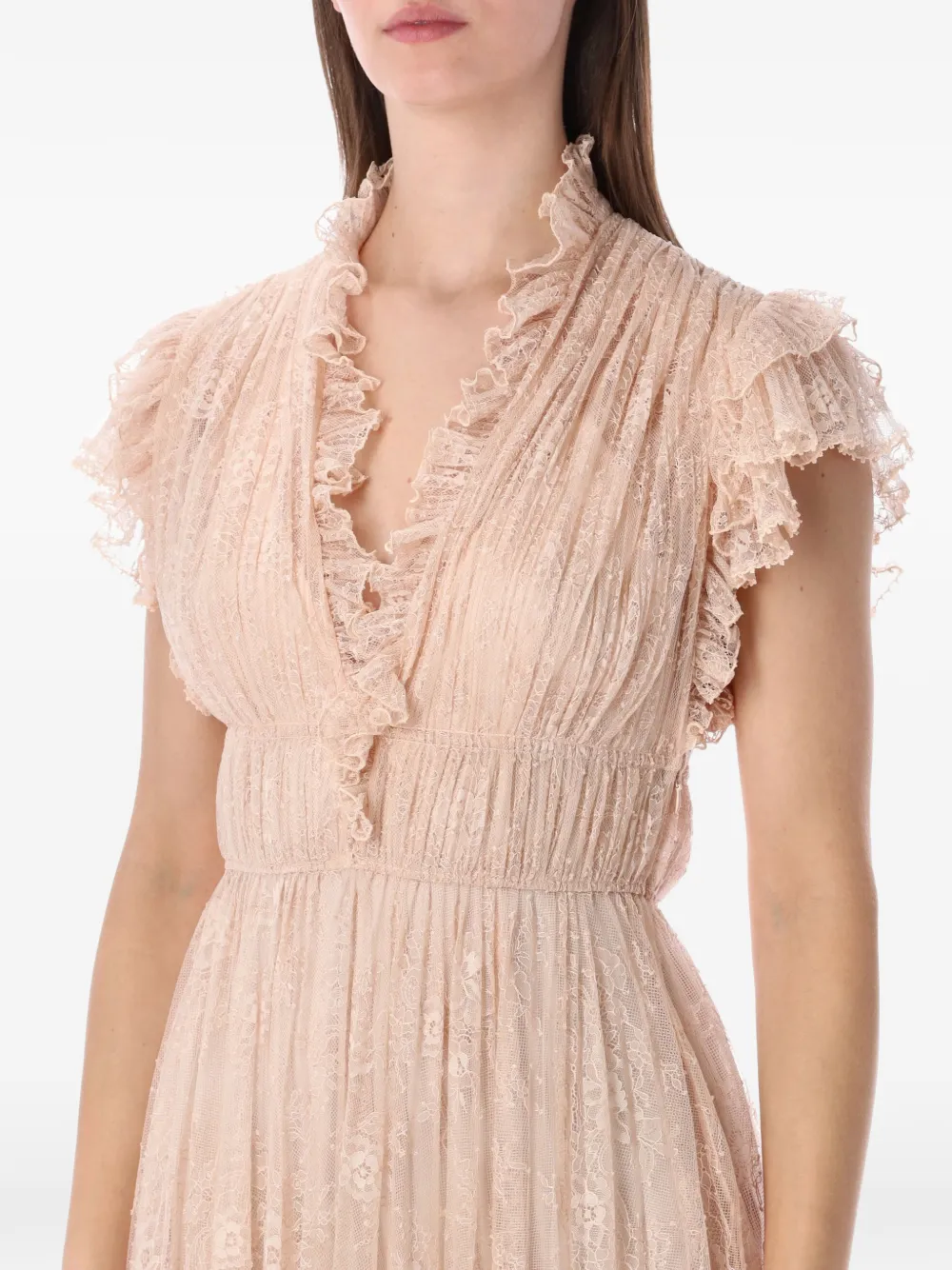 Alberta Ferretti Geplooide slip-on maxi-jurk Beige
