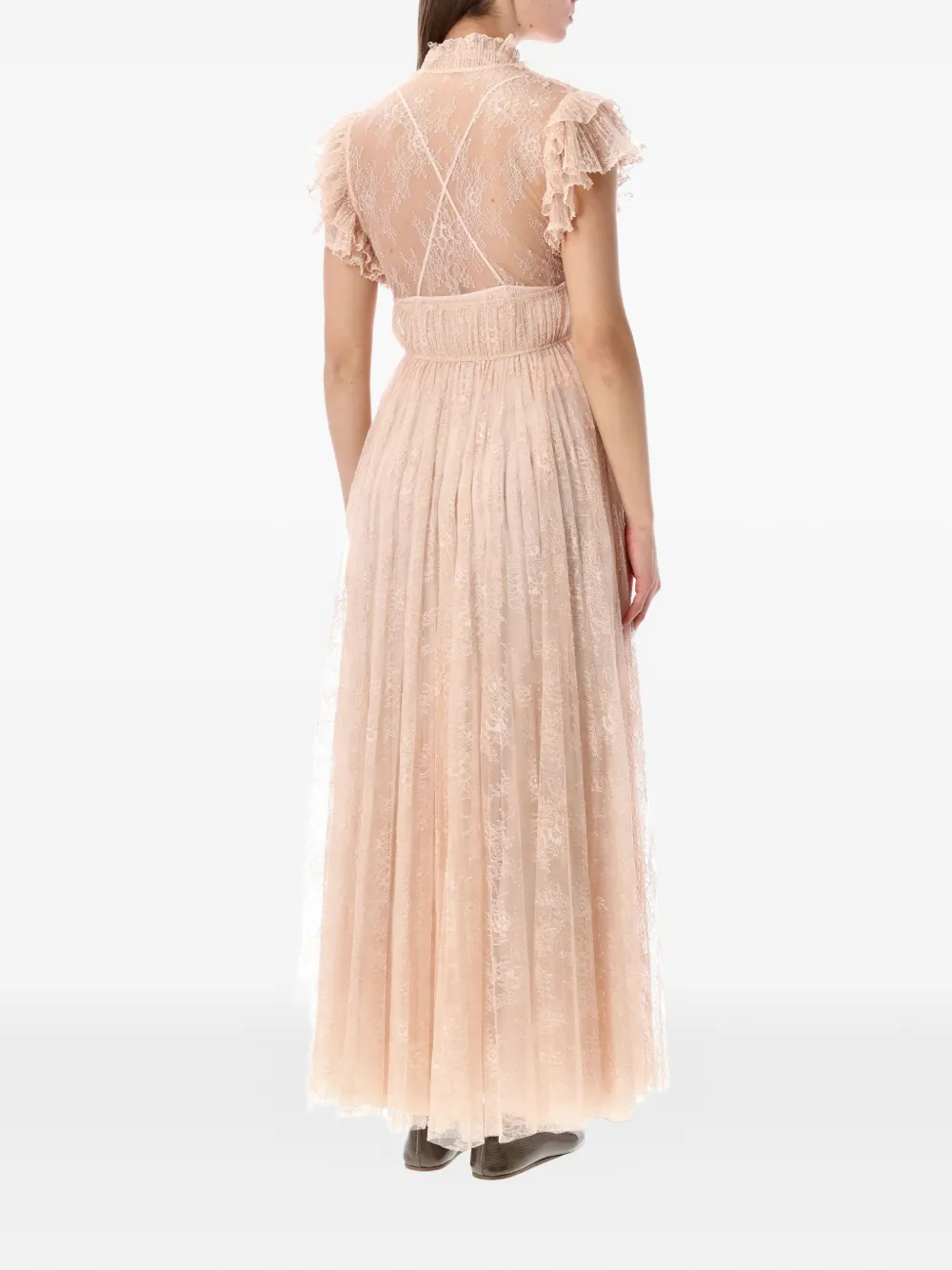Alberta Ferretti Geplooide slip-on maxi-jurk Beige