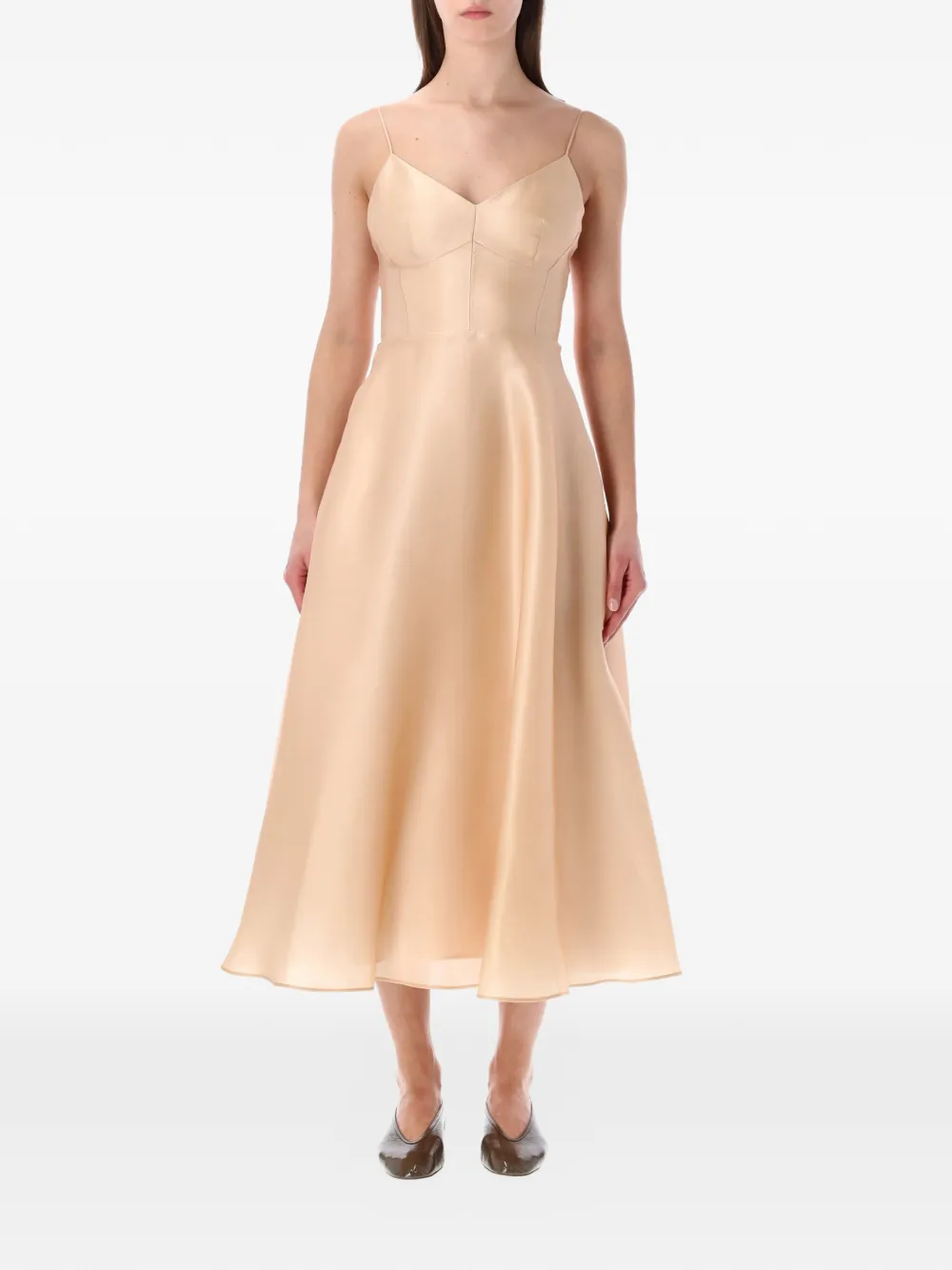 Alberta Ferretti organza V-neck midi dress - Toni neutri