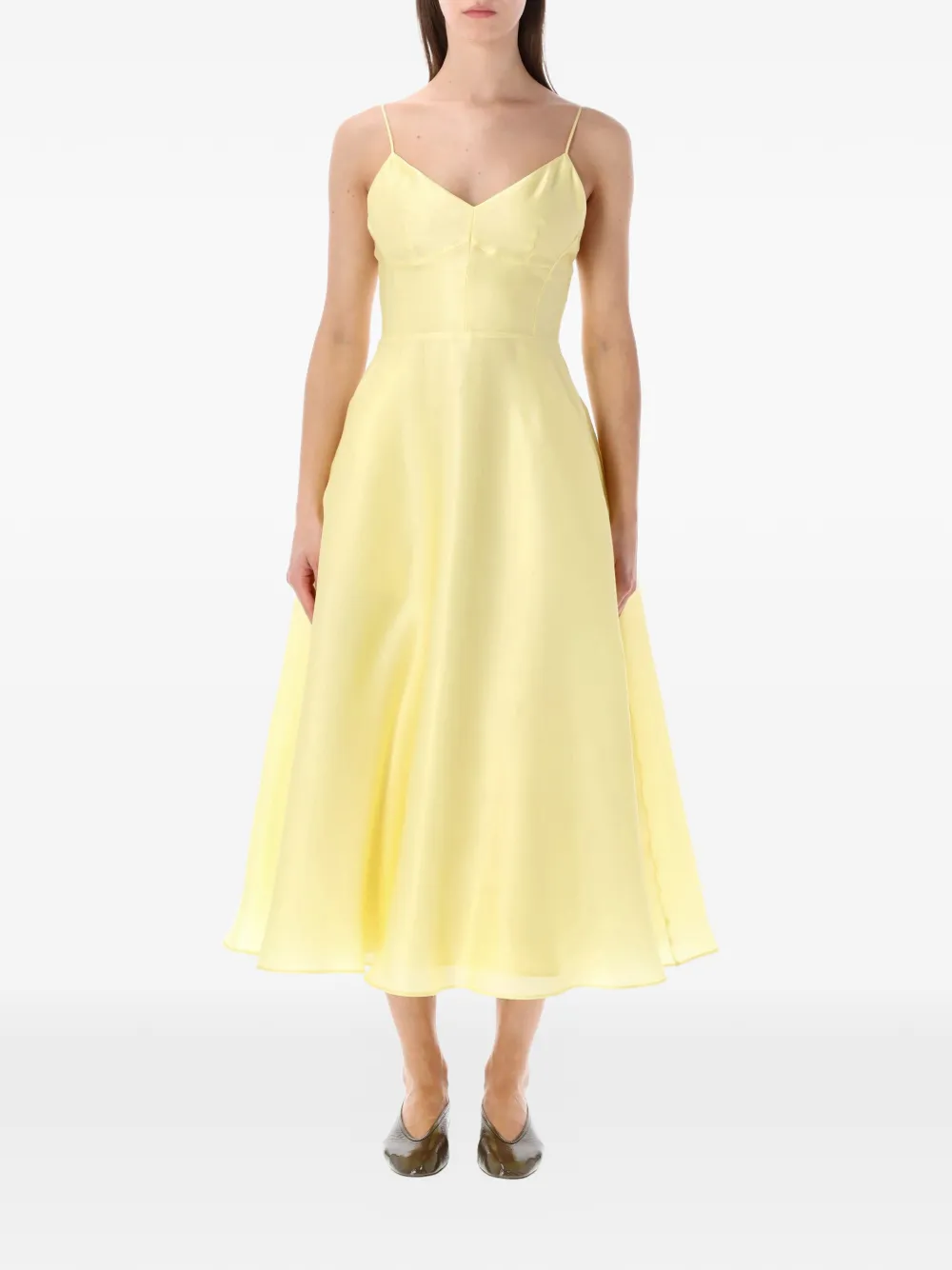 Alberta Ferretti silk organza midi dress - Giallo