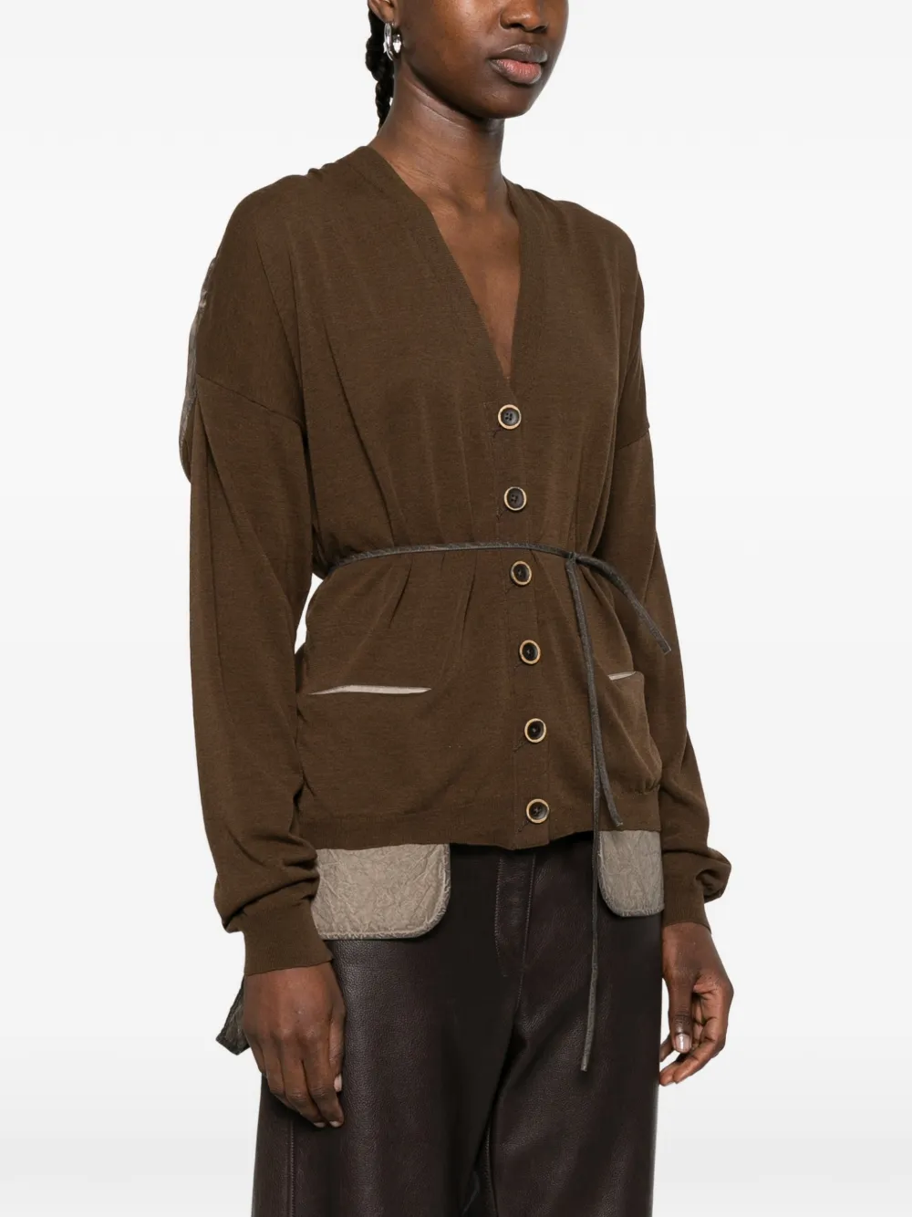 Uma Wang Vest met V-hals Bruin