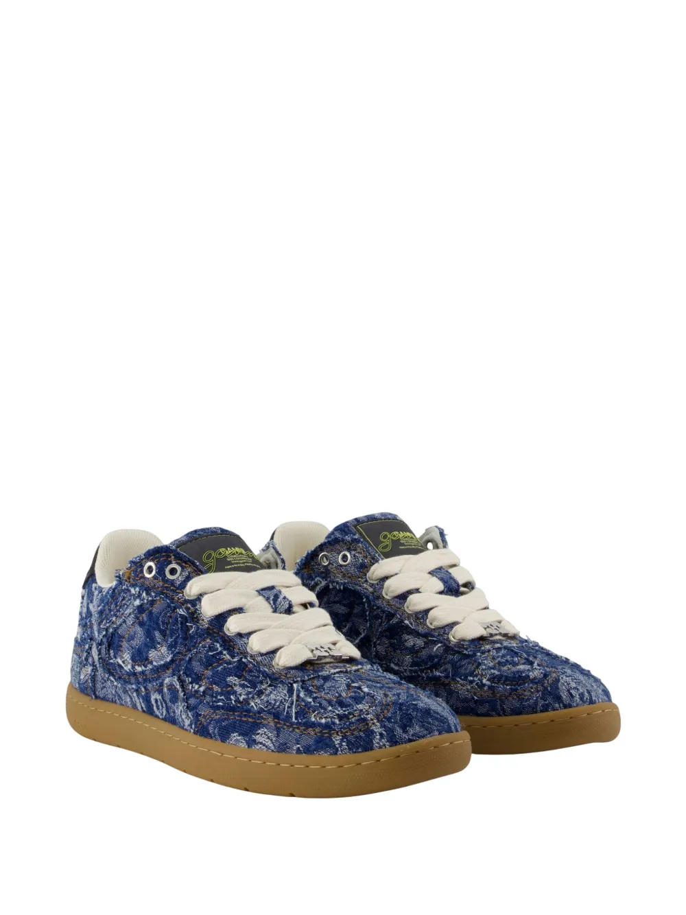 GANNI Tapestry almond-toe sneakers Blauw