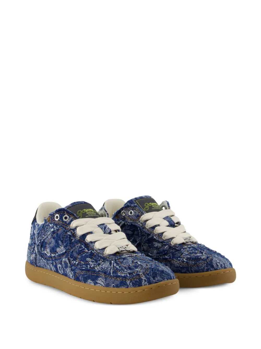  Ganni Tapestry Almond-toe Sneakers - Blue 