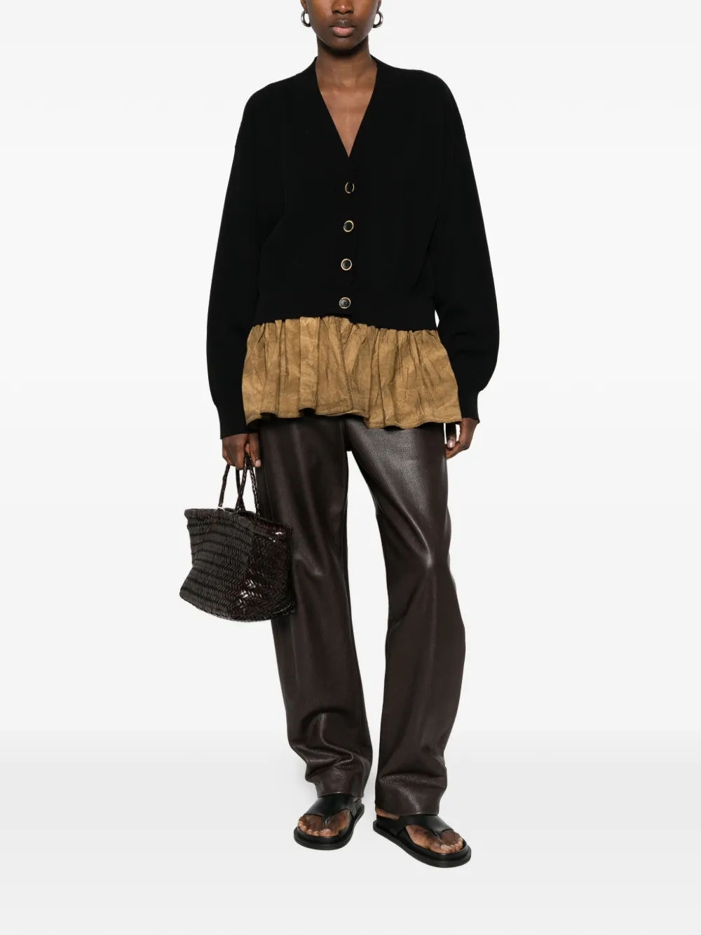 Uma Wang Vest met ruches Zwart