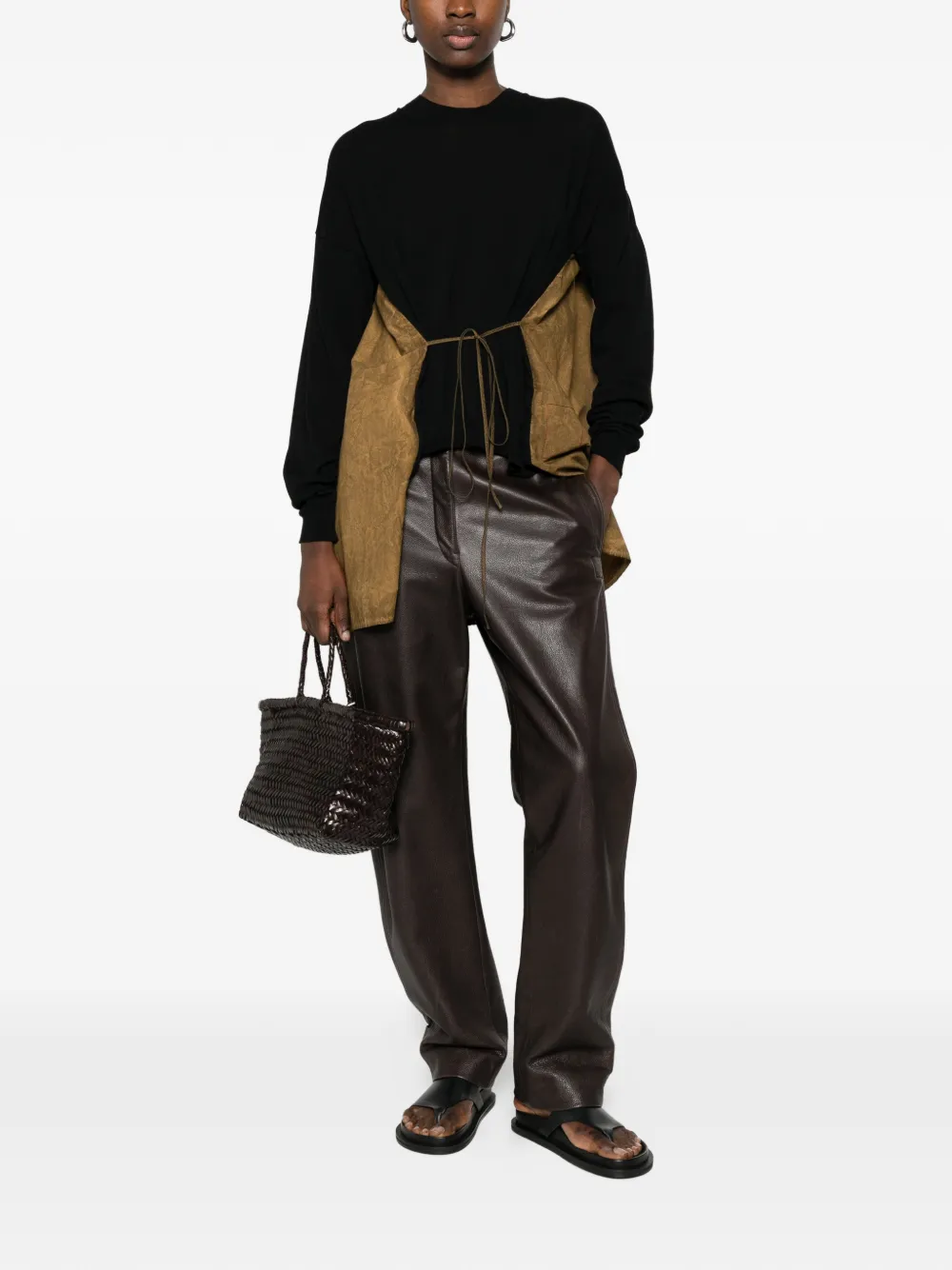  Uma Wang Jersey Con Panel En Contraste - Negro 