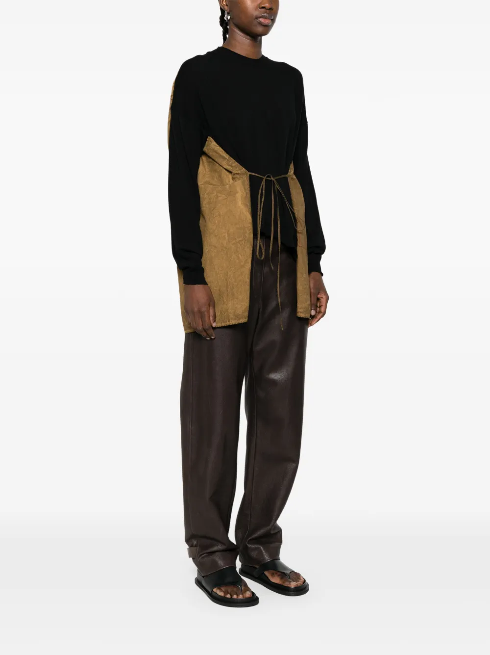  Uma Wang Jersey Con Panel En Contraste - Negro 