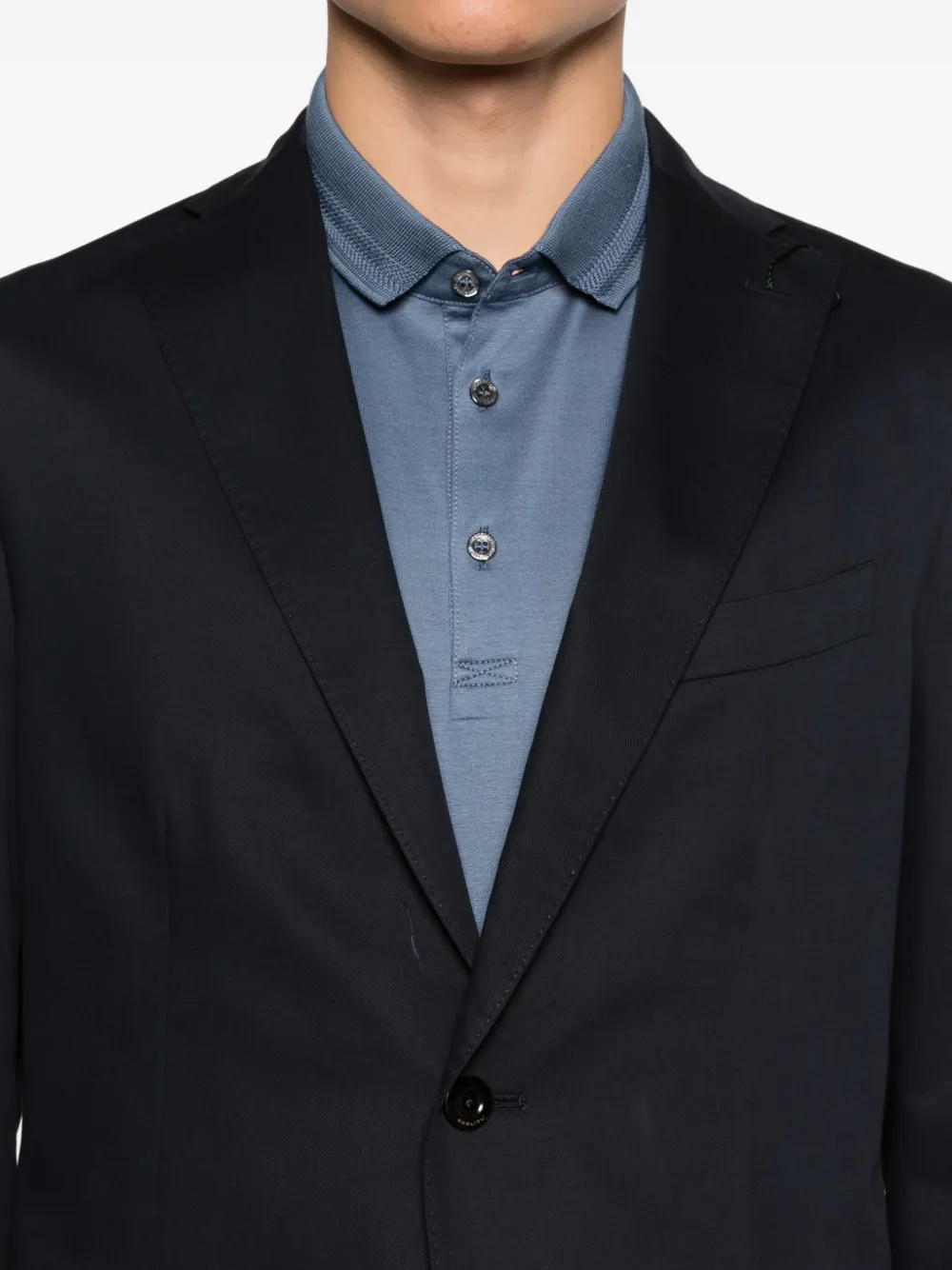 Boglioli Blazer met bewerkte revers Blauw