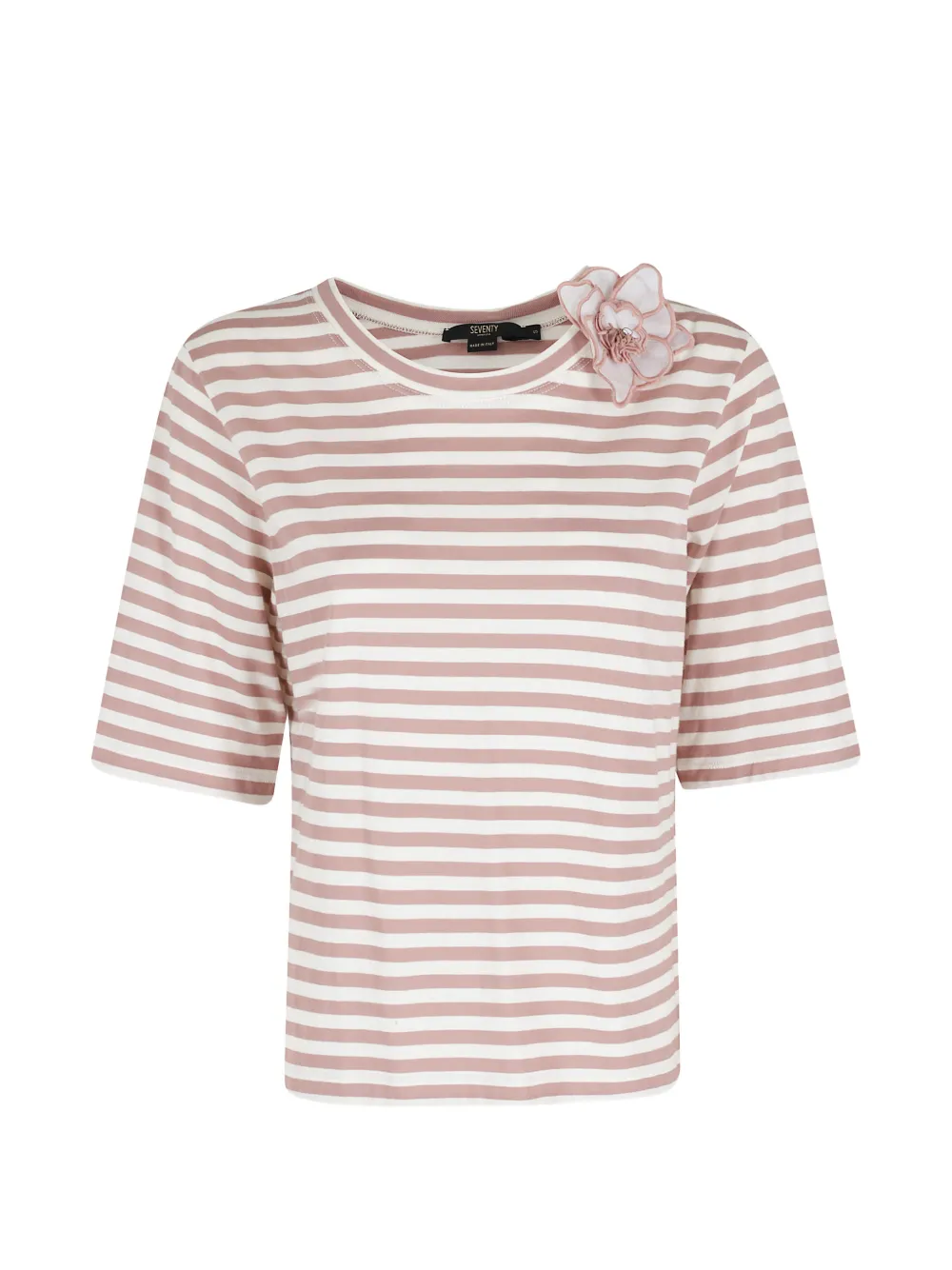 Seventy striped floral-detail top - Toni neutri