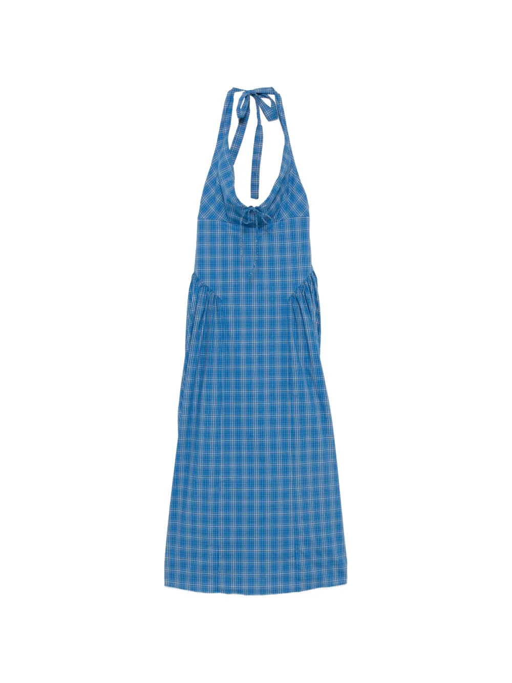 Faithfull Del Ros midi dress Flor check-pattern cobalt