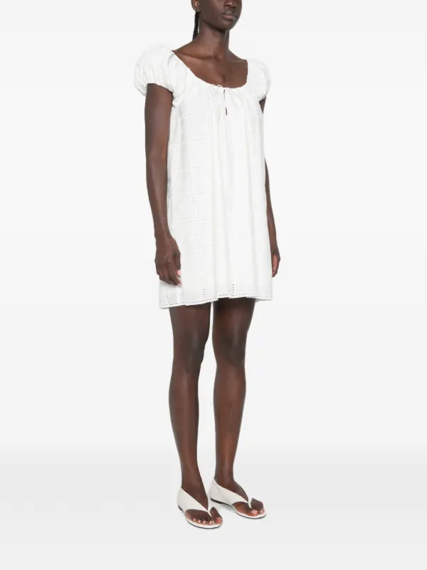 faithfull serafina mini dress Faithfull Serafina puff-sleeve Mini Dress | White