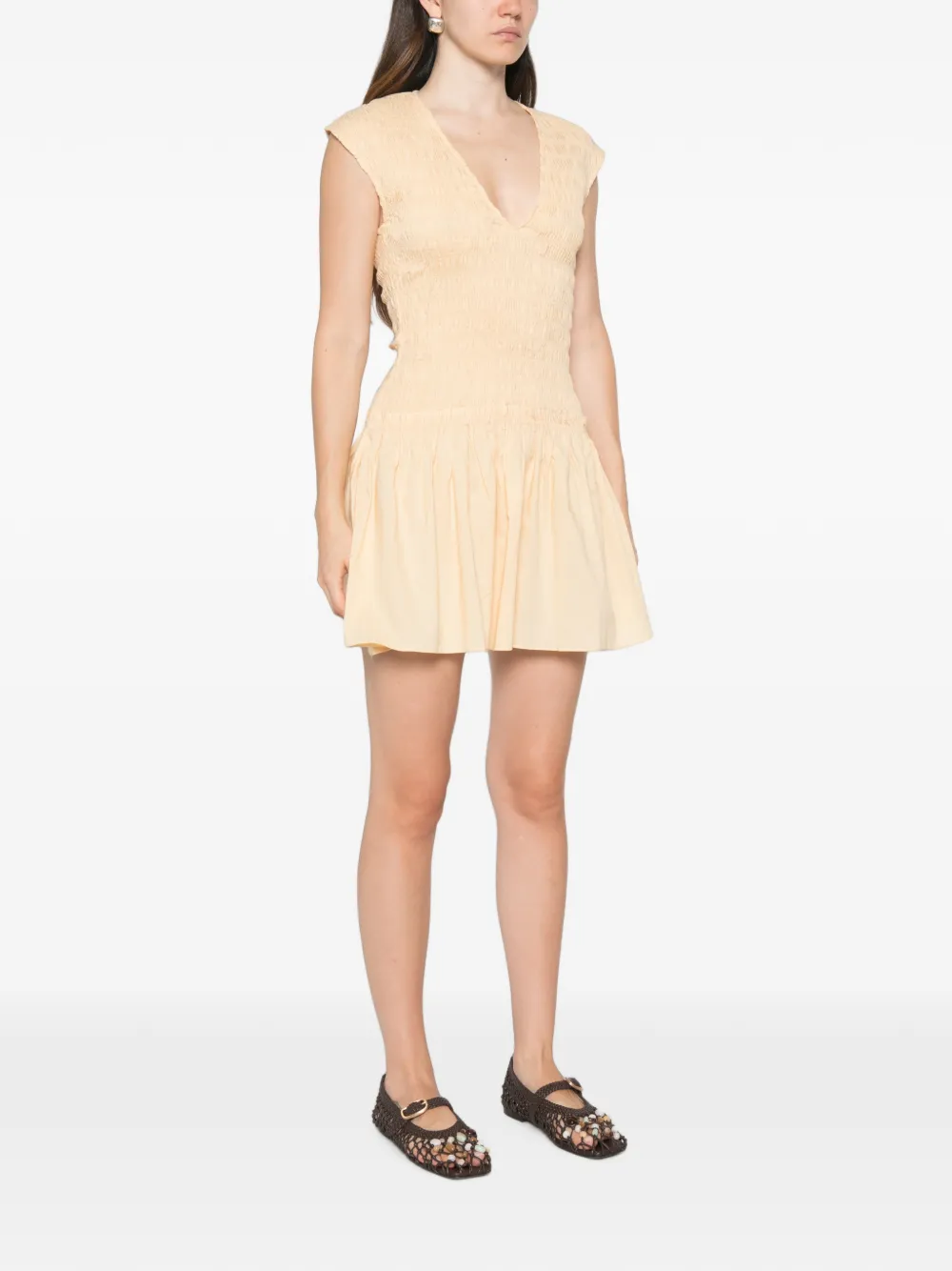 Faithfull Carmen mini-jurk met geplooid lijfje Beige