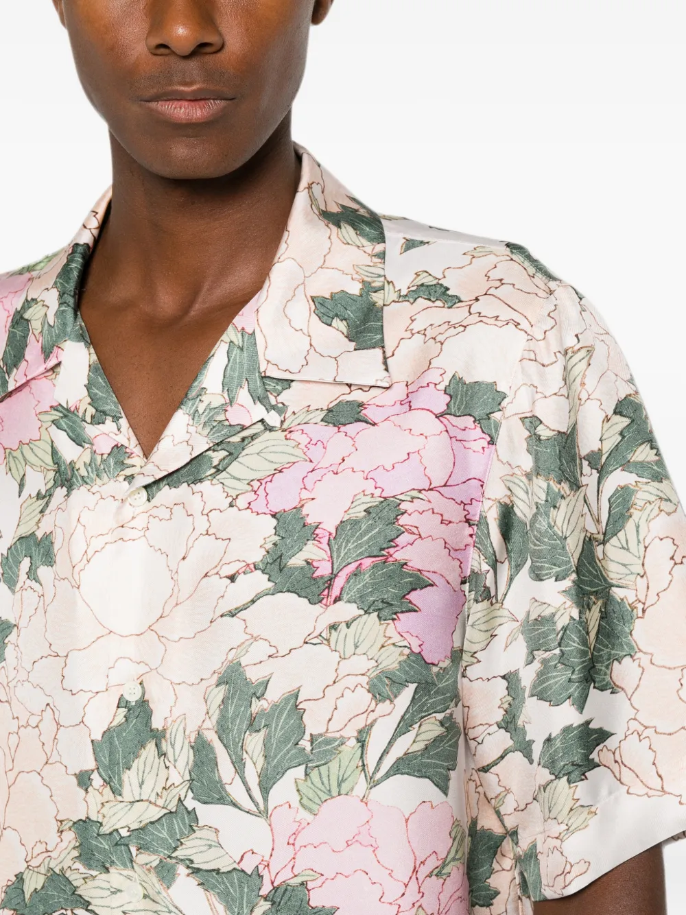Givenchy Zijden overhemd met Pastel Flowers-print Beige