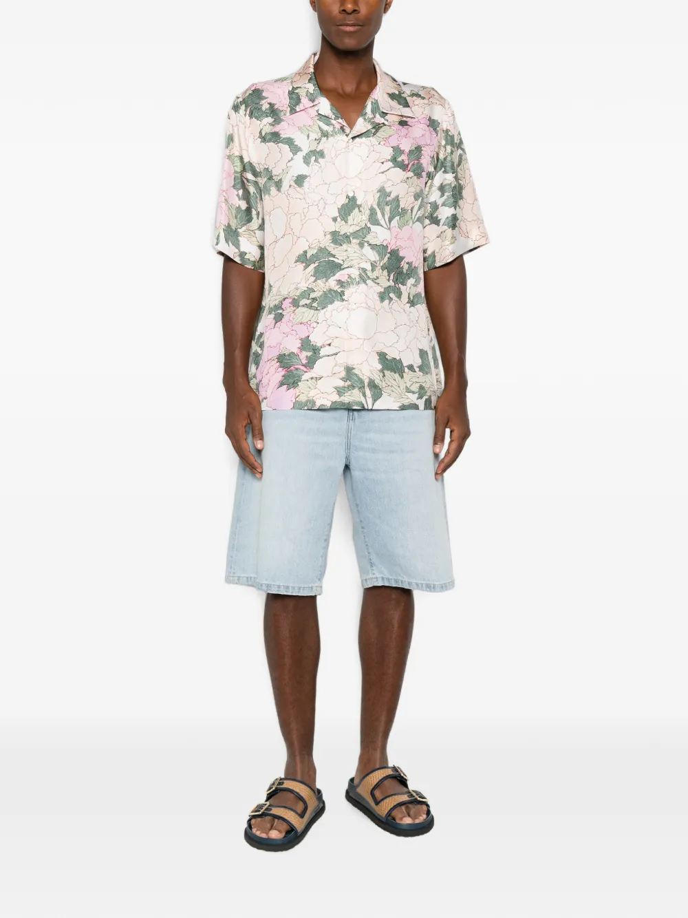 Givenchy Zijden overhemd met Pastel Flowers-print Beige