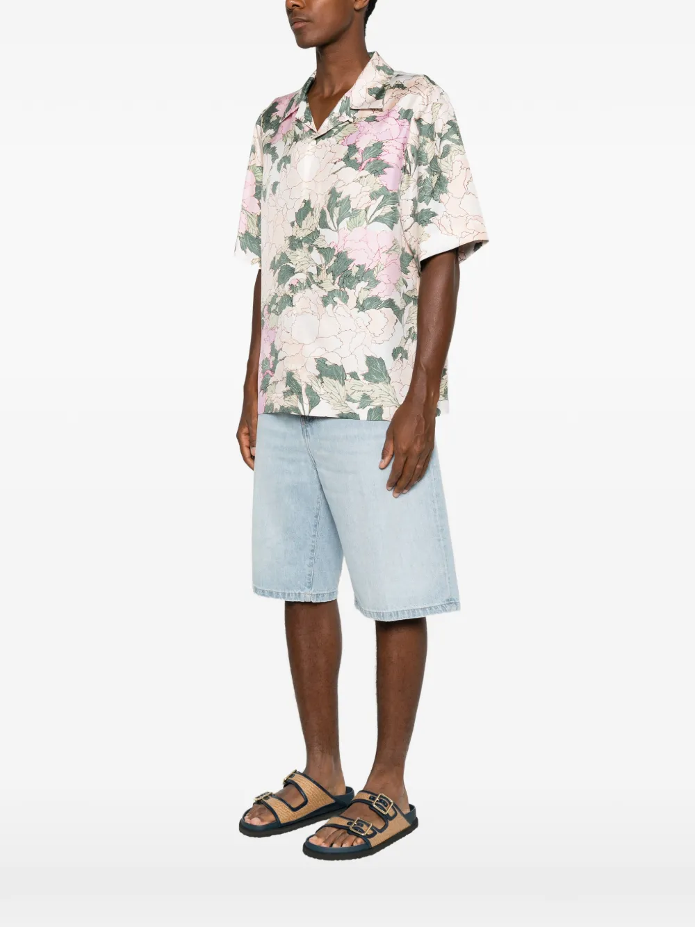Givenchy Zijden overhemd met Pastel Flowers-print Beige