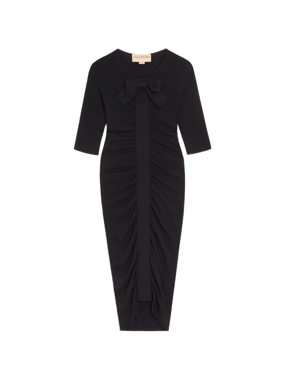Valentino Garavani bow ruching knitted mini dress - Nero