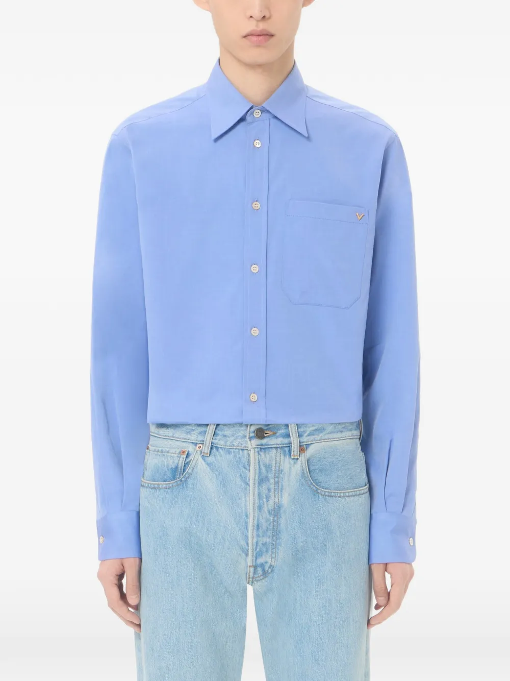 Valentino Garavani Katoenen Oxford overhemd met VGold Blauw