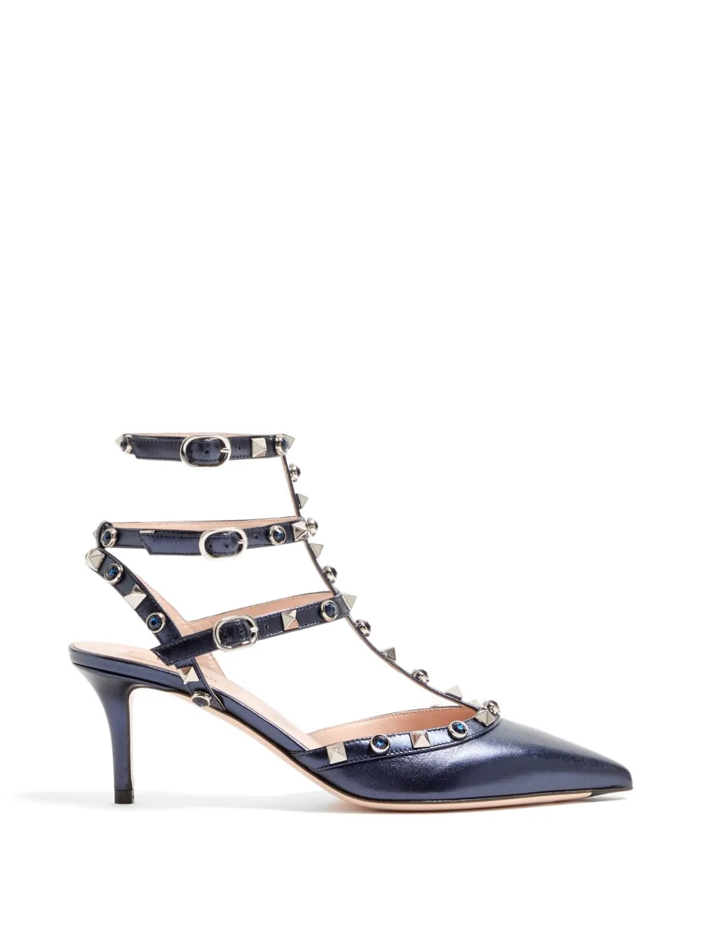 Valentino Garavani 65 mm Rockstud pumps van gelamineerd nappaleer Blauw