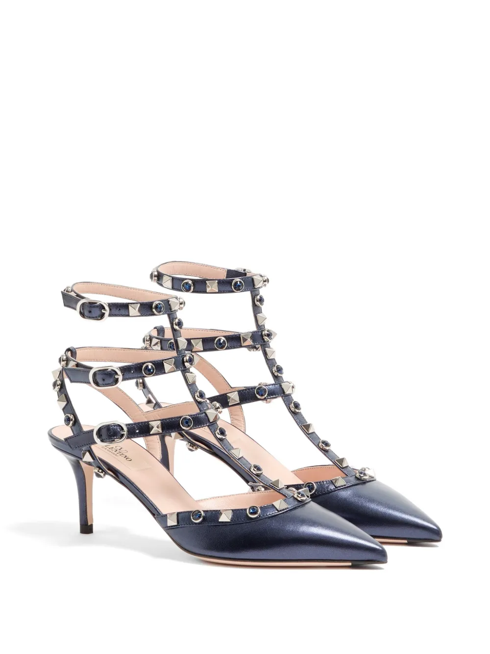 Valentino Garavani 65 mm Rockstud pumps van gelamineerd nappaleer Blauw