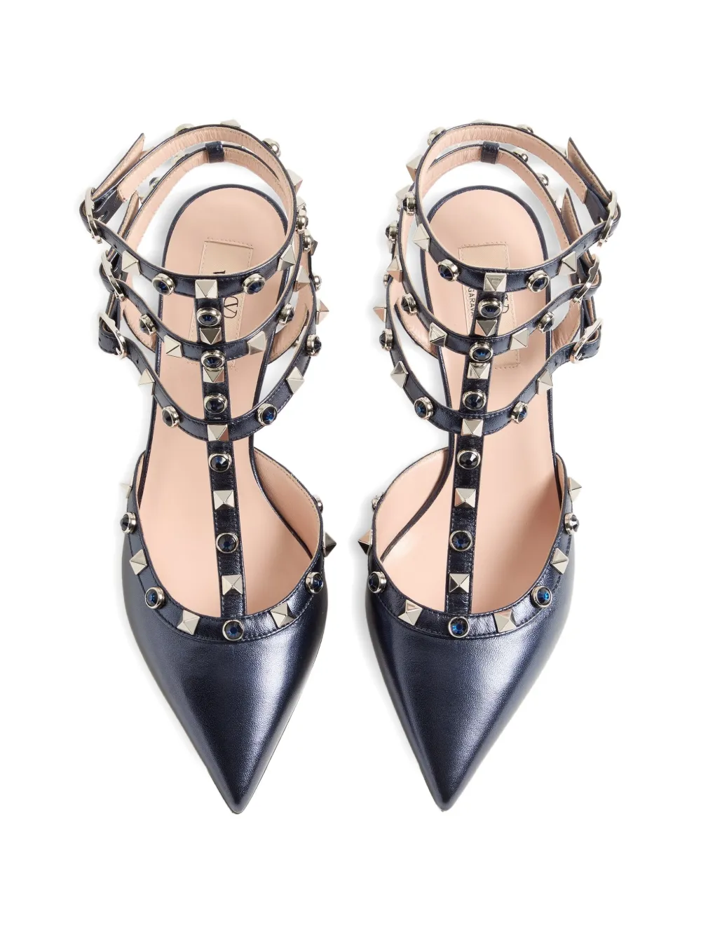 Valentino Garavani 65 mm Rockstud pumps van gelamineerd nappaleer Blauw