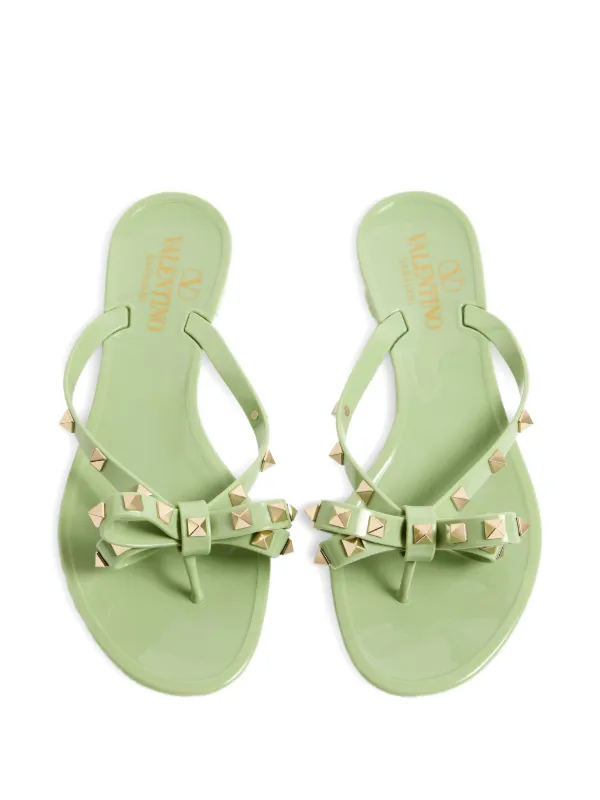 VALENTINO グリーン Valentino Garavani Rockstud Rubber Slipper | Green | FARFETCH