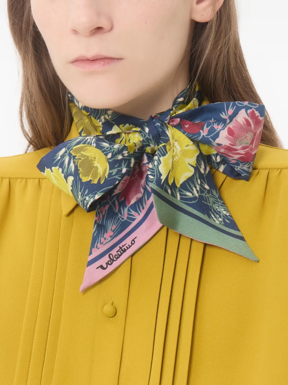 Valentino Garavani Apres l'Hiver Poppies zijden sjaal Blauw