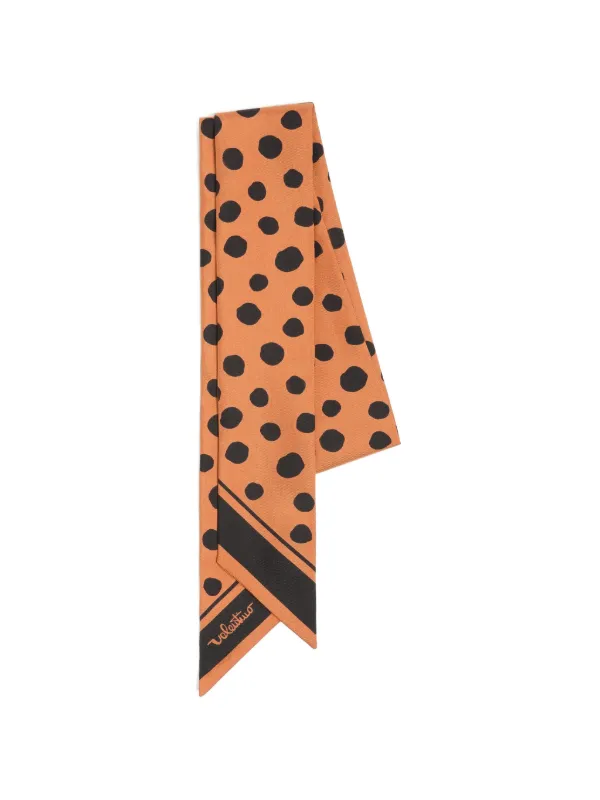 Valentino Garavani Dalmatian Polka-dot Silk Bandeau Scarf in Orange
