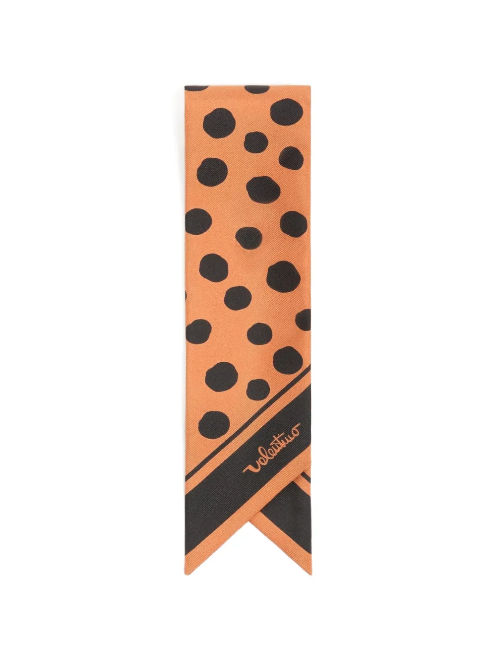 Valentino Garavani Dalmatian Polka-dot Silk Bandeau Scarf in Orange, view 2