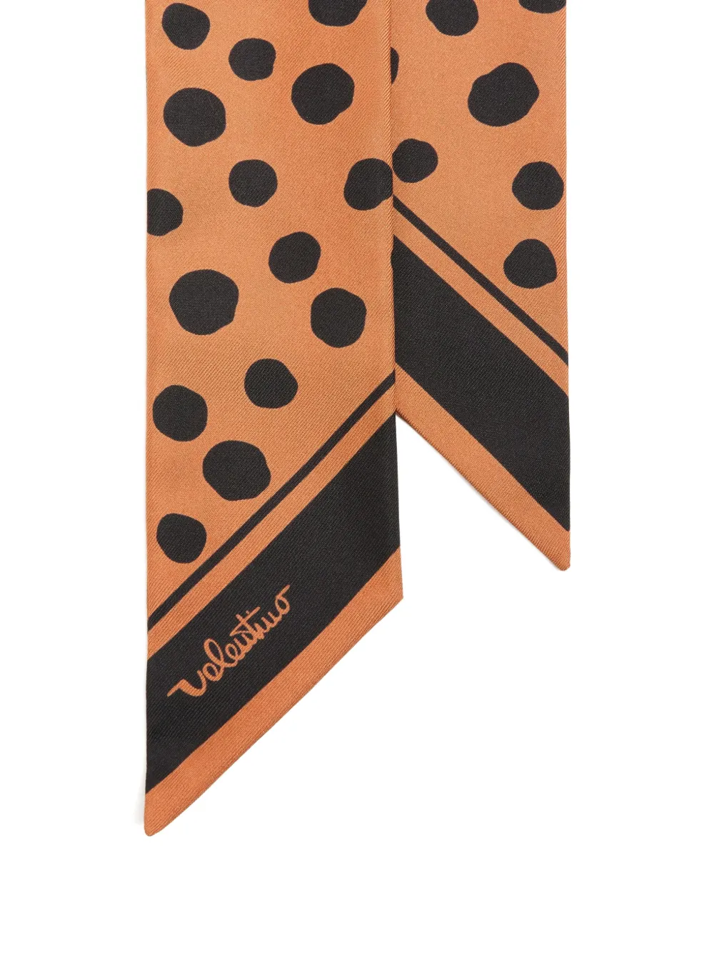 Valentino Garavani Dalmatian Polka-dot Silk Bandeau Scarf in Orange, view 3