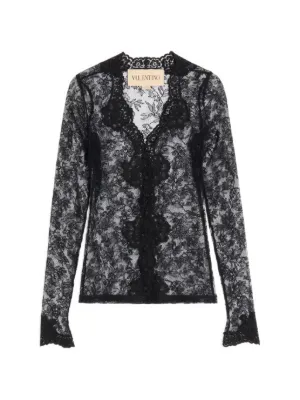 ヴァレンティノ　レース付きトップス VALENTINO GARAVANI コットン混コードレース シャツ | THE OUTNET