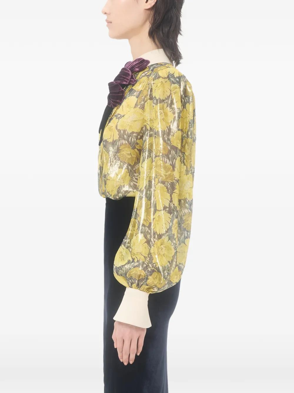 Valentino Garavani Lurex blouse met Après L'Hiver Poppies-print Geel