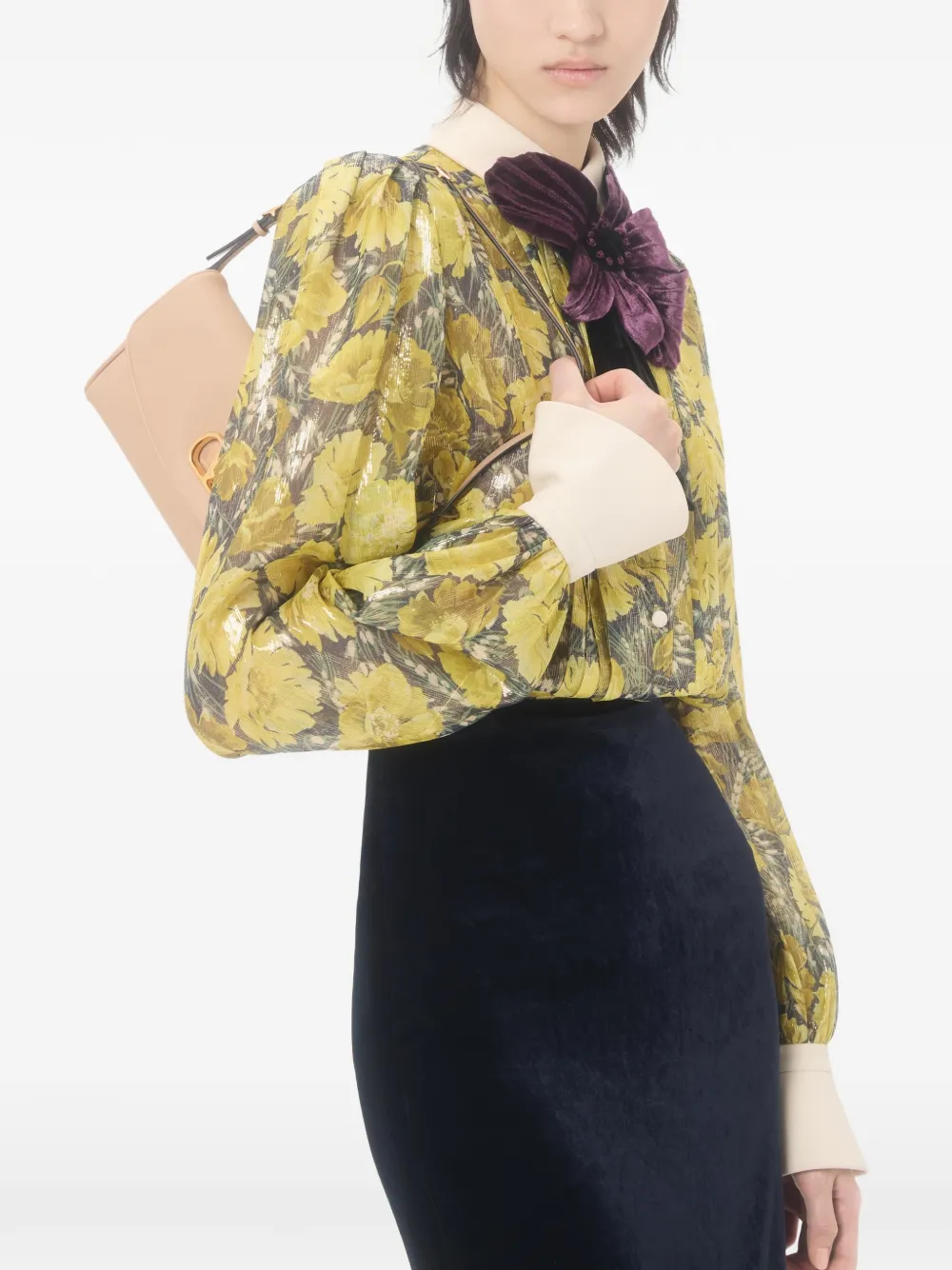 Valentino Garavani Lurex blouse met Après L'Hiver Poppies-print Geel