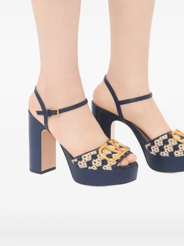 Valentino Garavani VLogo Signature Platform Sandals In Crochet