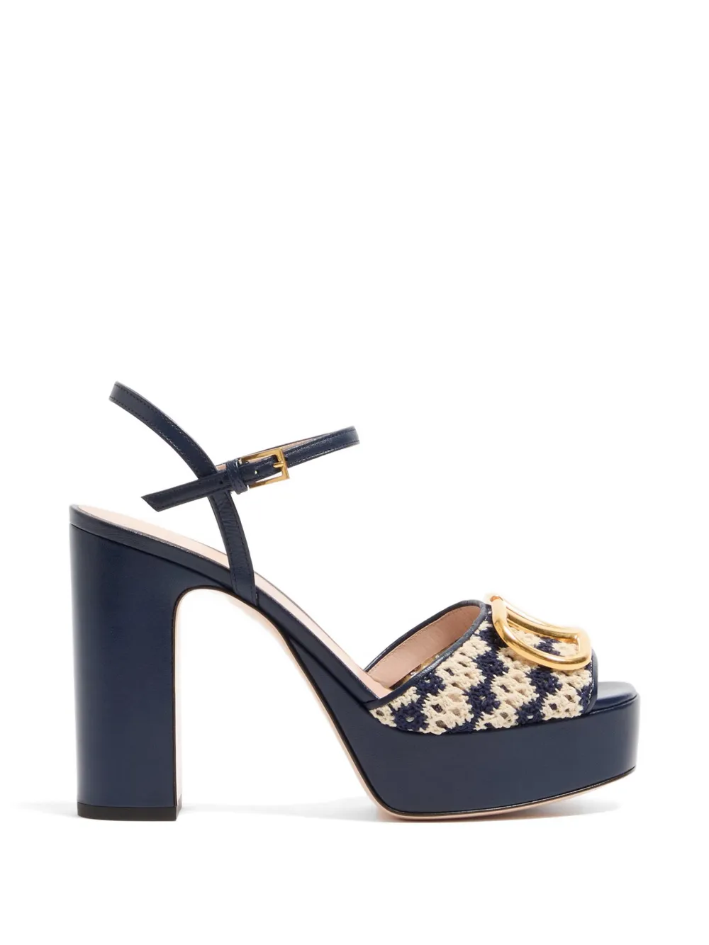 Valentino Garavani 115 mm VLogo Signature sandalen met plateauzool van gehaakte stof Blauw
