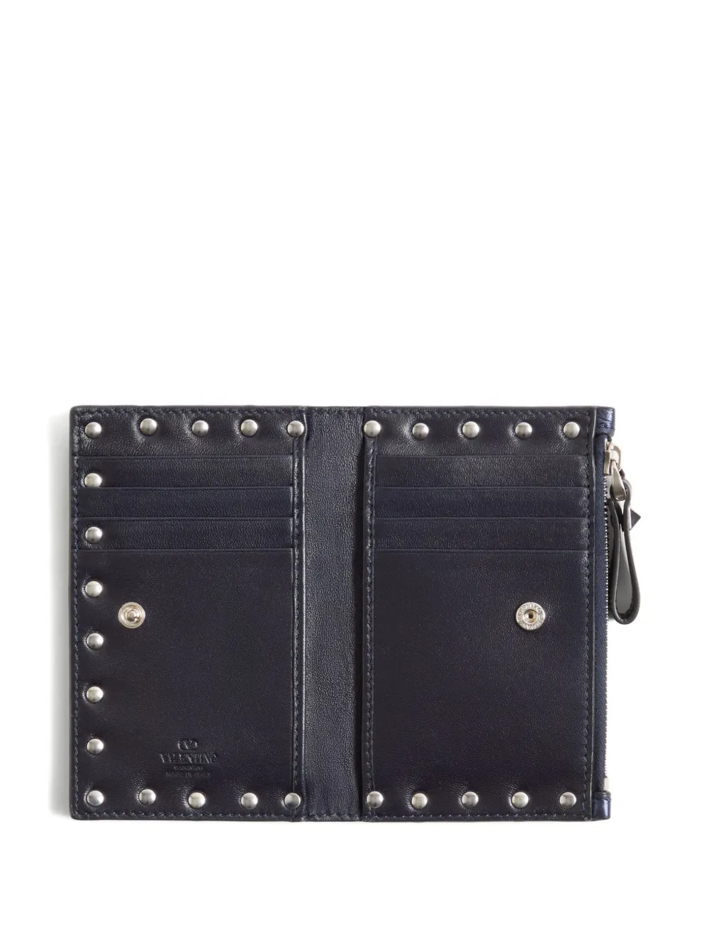 Valentino Garavani Rockstud kalfsleren pasjeshouder met rits Blauw