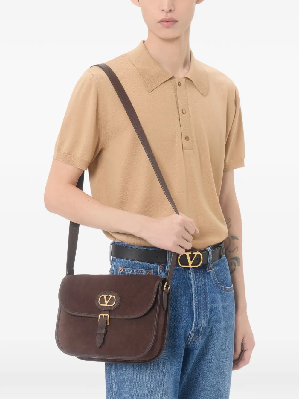 Valentino Garavani Wollen poloshirt met VLogo-borduurwerk Beige