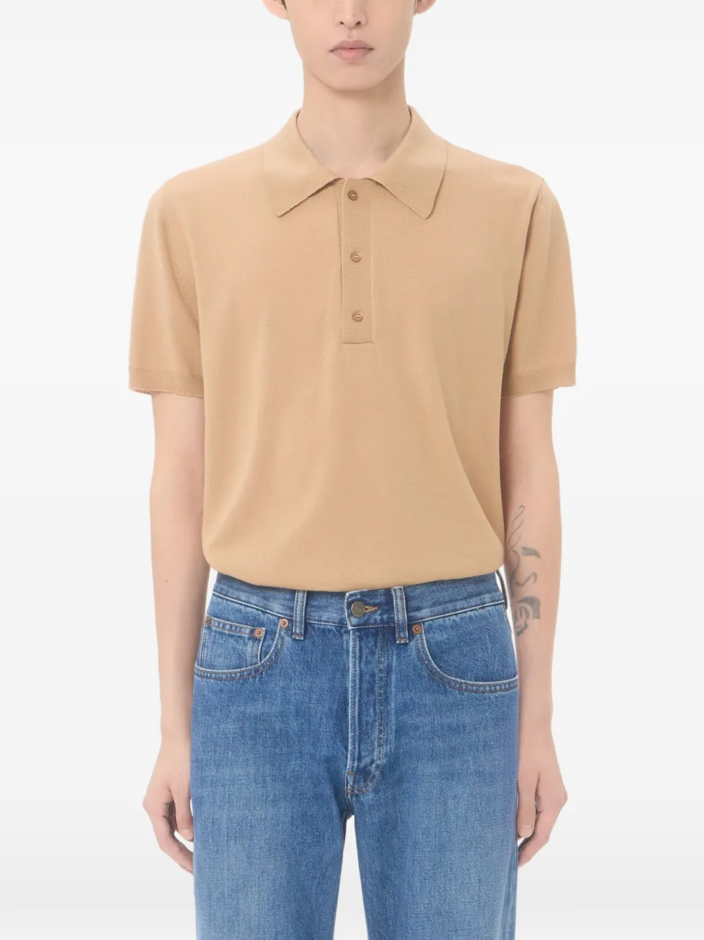 Valentino Garavani Wollen poloshirt met VLogo-borduurwerk Beige
