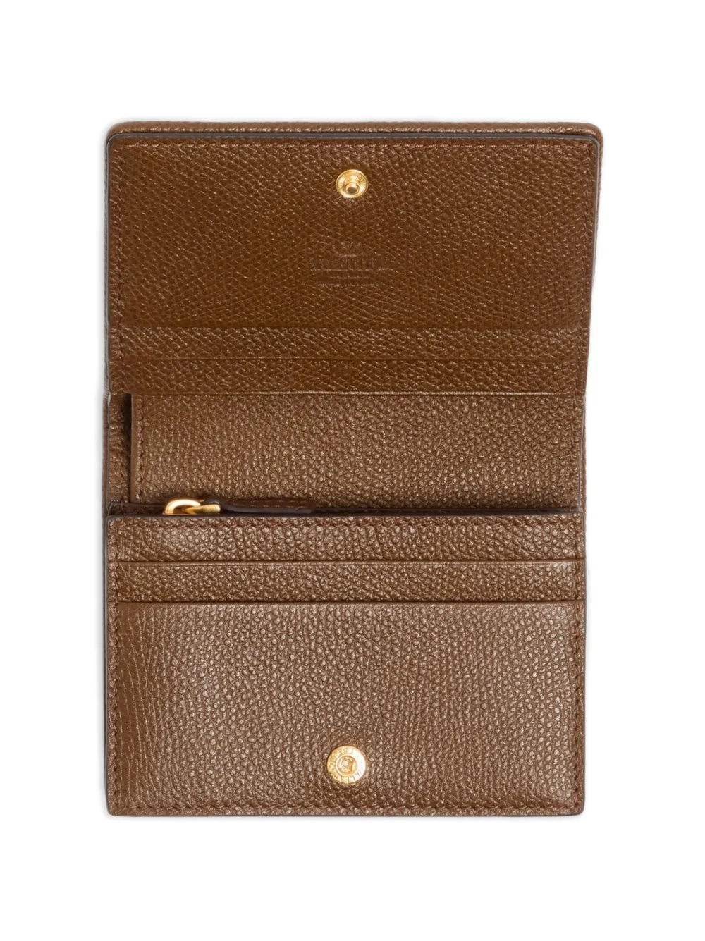VLogo Signature wallet in denim with floral embroidery