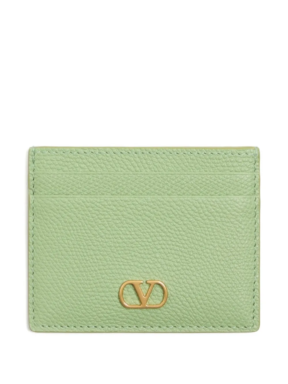 Valentino Garavani Portacarte VLogo Signature in pelle di vitello zigrinata - Verde