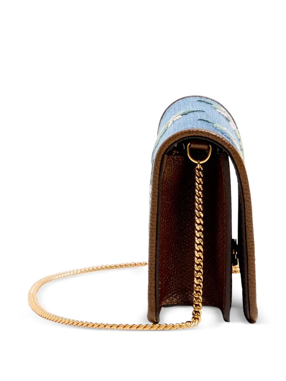 Valentino Garavani VLogo Signature kleine denim schoudertas met geborduurde bloemen Blauw