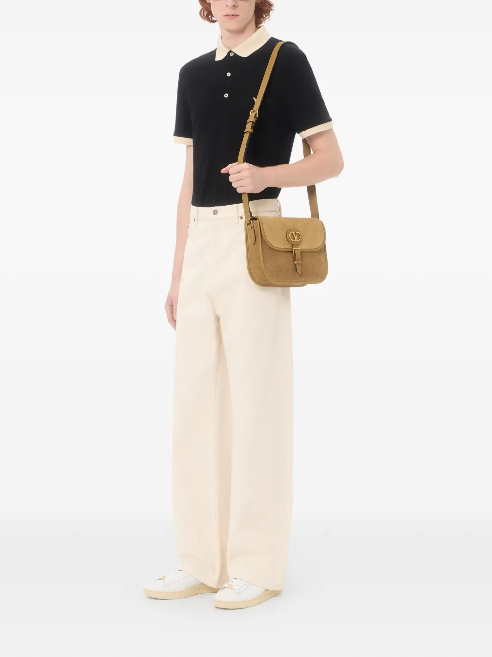 Valentino Garavani Vgold katoenen poloshirt Zwart