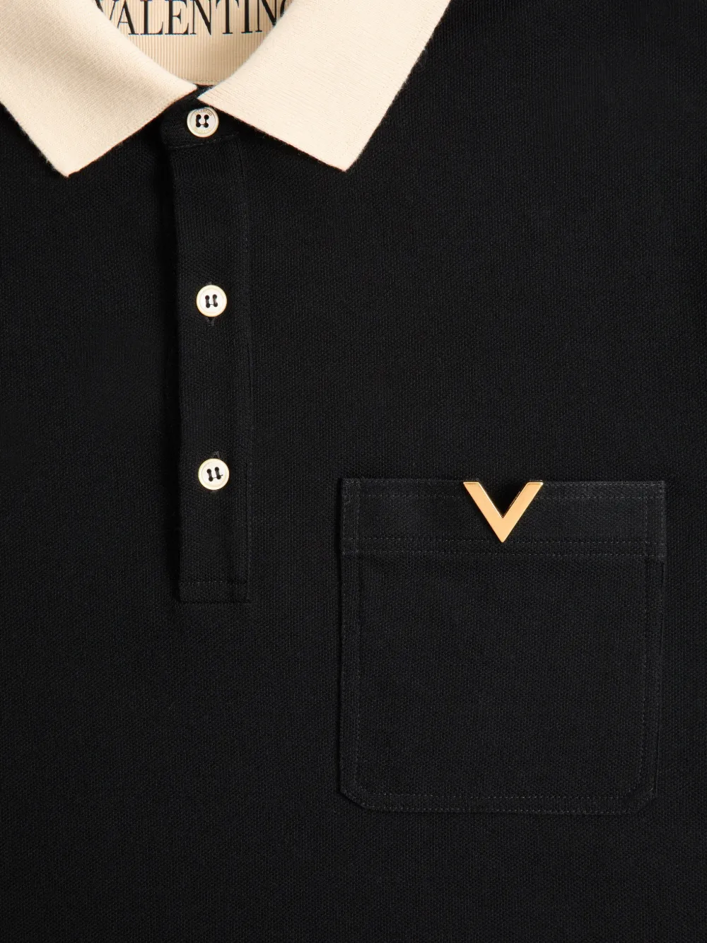 Valentino Garavani Vゴールド コットンピケポロシャツ | ブラック