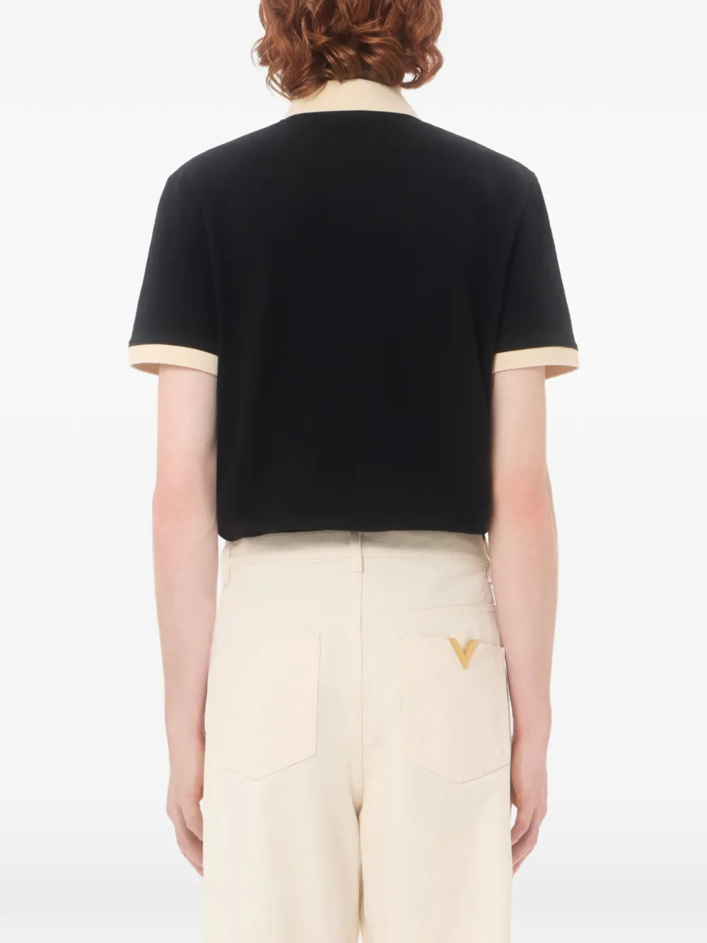 Valentino Garavani Vgold katoenen poloshirt Zwart
