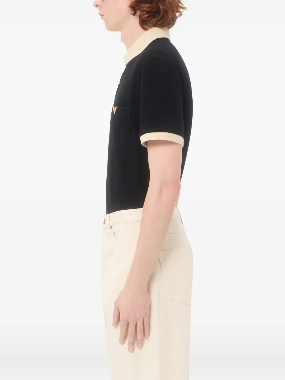 Valentino Garavani Vgold katoenen poloshirt Zwart