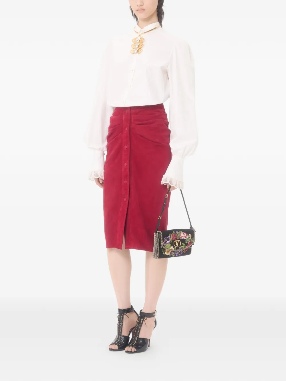  Valentino Garavani Suede Skirt - Red 
